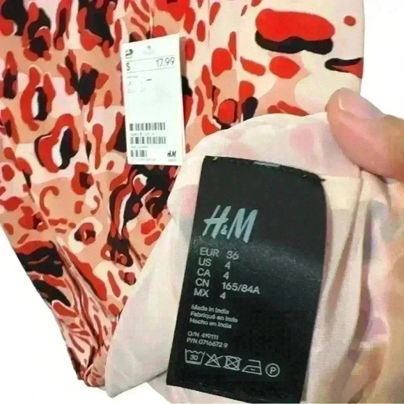 H&M red dressy animal print camisole top size 4 - Picture 5 of 5